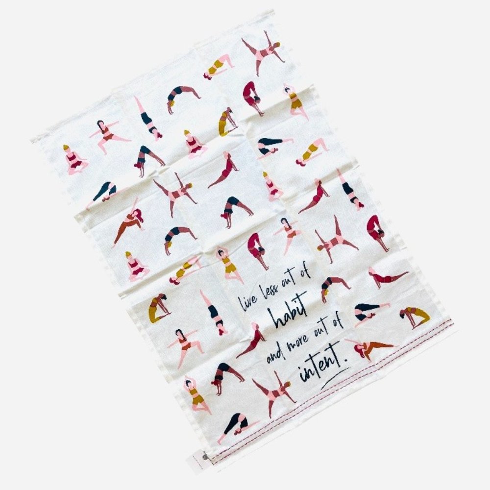 Anthropologie Yoga Pose Intentions Dish Towel/Tea Towel